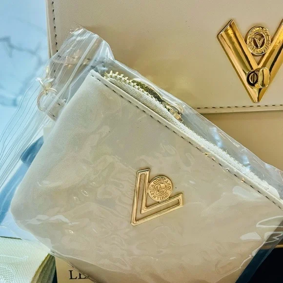 Valentino Orlandi Vegan Leather Handbag Set – Taupe with Gold Accents (NWT) - Picture 3 of 12